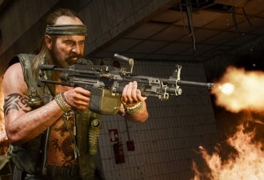 A man with long hair and a bandana firing a gun in Call of Duty