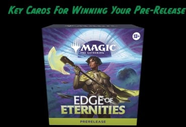 Black background with an Edge of Eternities pre-release kit and a green statement above saying 