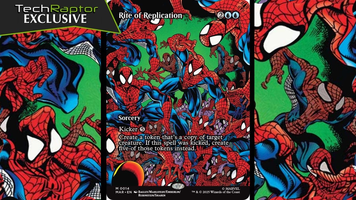 An image for our exclusive MTG Spider-man preview of Rite of Replication, exclusive to techraptor